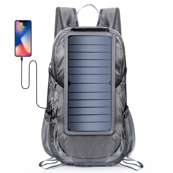 Solar Backpack Foldable Hiking Daypack With 5V Power Supply - Image 6