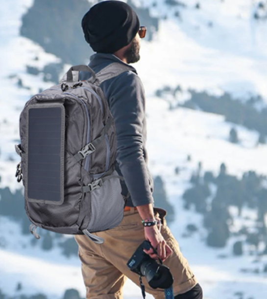 Solar Backpack Foldable Hiking Daypack With 5V Power Supply