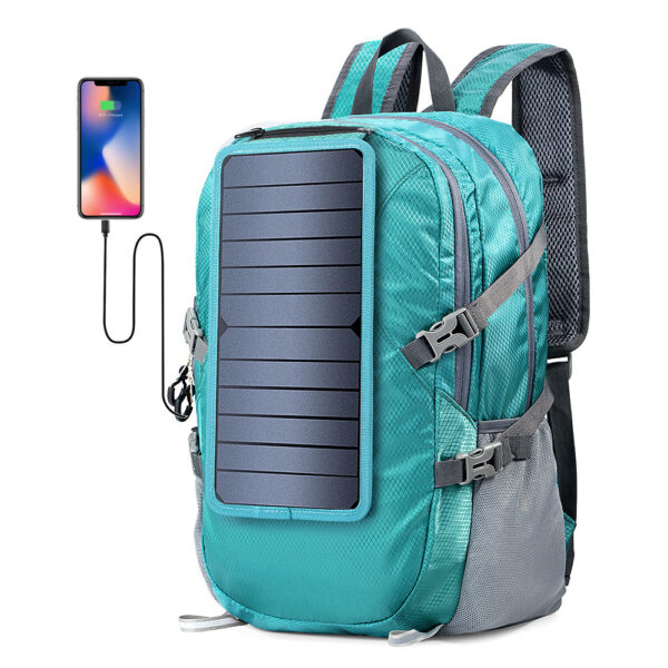 Solar Backpack Foldable Hiking Daypack With 5V Power Supply - Image 4