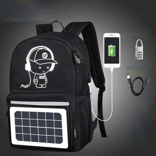 Fashion Backpack Solar Powered Charging Backpack Waterproof Oxford Large School Backpack for Teenagers Schoolbag Trend - Image 3