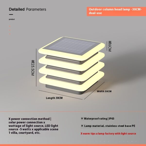 Solar Pillar Lamp Outdoor Waterproof Wall Lamp - Image 9